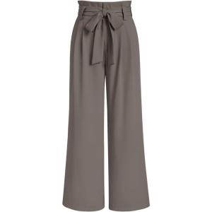 imageLILLUSORY Wide Leg Dress Pants Womens Paperbag High Waisted Business Casual Trousers with Removable BeltMocha Brown