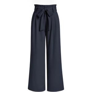 imageLILLUSORY Wide Leg Dress Pants Womens Paperbag High Waisted Business Casual Trousers with Removable BeltNavy Blue