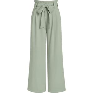 imageLILLUSORY Wide Leg Dress Pants Womens Paperbag High Waisted Business Casual Trousers with Removable BeltSage Green