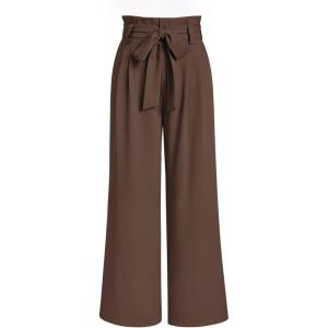 imageLILLUSORY Wide Leg Dress Pants Womens Paperbag High Waisted Business Casual Trousers with Removable BeltWalnut Brown