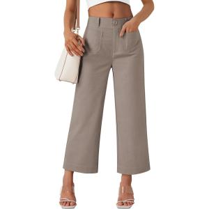 imageLILLUSORY Womens Linen Pants Lightweight Summer Wide Leg Cropped Capris PantsNutmeg