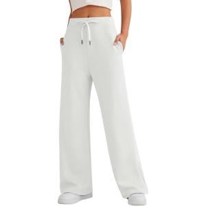 imageLILLUSORY Womens Wide Leg Sweatpants 2024 Fall Casual High Wasited PantsWhite