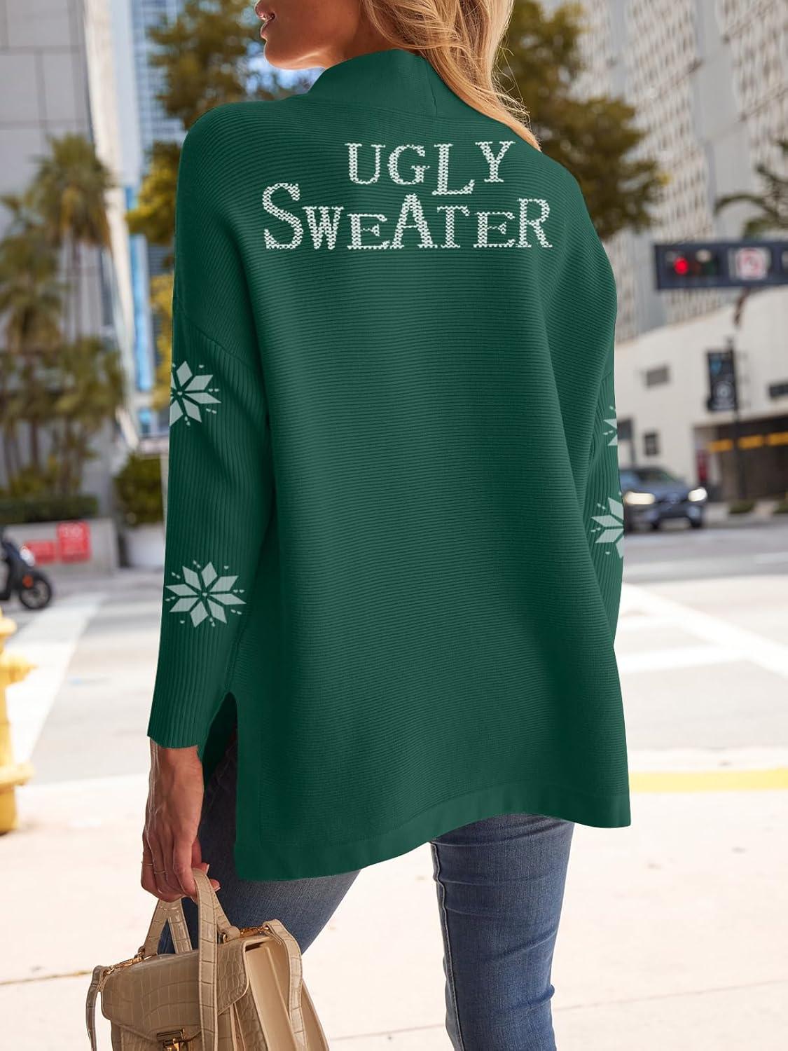 imageLILLUSORY Womens Mock Turtleneck Sweaters Oversized Long Sleeve Casual Knit Pullover 2025 Tunic Tops Wear with LeggingsGreendeer