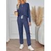 imageLILLUSORY 2 Piece Lounge Sets for Women Fall Lightweight Cute Soft Pajamas Two Piece Comfy Loungewear Travel Matching SetNavy