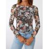 imageLILLUSORY Boat Neck DoubleLayer Lace Long Sleeve Sheer Floral Mesh Going Out Tops Fall Fashion Outfits 2025Floral Fierce