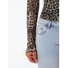 imageLILLUSORY Boat Neck DoubleLayer Lace Long Sleeve Sheer Floral Mesh Going Out Tops Fall Fashion Outfits 2025Leopard Print