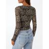 imageLILLUSORY Boat Neck DoubleLayer Lace Long Sleeve Sheer Floral Mesh Going Out Tops Fall Fashion Outfits 2025Leopard Print