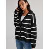 imageLILLUSORY Cardigan Sweaters for Women 2025 Early Fall Fashion Oversized Lightweight Sweater V Neck Knit Work Casual Outfits Clothes Button Tops Shirts BlousesStriped Black