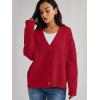 imageLILLUSORY Cardigan Sweaters for Women 2025 Early Fall Fashion Oversized Lightweight Sweater V Neck Knit Work Casual Outfits Clothes Button Tops Shirts BlousesRed