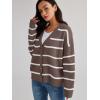 imageLILLUSORY Cardigan Sweaters for Women 2025 Early Fall Fashion Oversized Lightweight Sweater V Neck Knit Work Casual Outfits Clothes Button Tops Shirts BlousesStriped Nutmeg