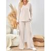 imageLILLUSORY Lounge Sets for Women 2 Piece Cute Long Sleeve V Neck Tops Pajama Pants Pjs Sets Sleepwears Fall Clothes OutfitsApricot
