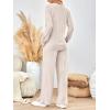 imageLILLUSORY Lounge Sets for Women 2 Piece Cute Long Sleeve V Neck Tops Pajama Pants Pjs Sets Sleepwears Fall Clothes OutfitsApricot
