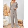 imageLILLUSORY Lounge Sets for Women 2 Piece Cute Long Sleeve V Neck Tops Pajama Pants Pjs Sets Sleepwears Fall Clothes OutfitsBeige
