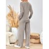 imageLILLUSORY Lounge Sets for Women 2 Piece Cute Long Sleeve V Neck Tops Pajama Pants Pjs Sets Sleepwears Fall Clothes OutfitsBeige