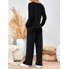 imageLILLUSORY Lounge Sets for Women 2 Piece Cute Long Sleeve V Neck Tops Pajama Pants Pjs Sets Sleepwears Fall Clothes OutfitsBlack