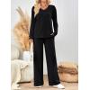 imageLILLUSORY Lounge Sets for Women 2 Piece Cute Long Sleeve V Neck Tops Pajama Pants Pjs Sets Sleepwears Fall Clothes OutfitsBlack
