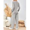 imageLILLUSORY Lounge Sets for Women 2 Piece Cute Long Sleeve V Neck Tops Pajama Pants Pjs Sets Sleepwears Fall Clothes OutfitsLightgrey