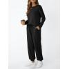 imageLILLUSORY Lounge Sets for Women Sweatsuits 2 Piece Outfit Two Piece Set Fall Matching Clothing Long Sleeve Tops Jogger PantsBlack