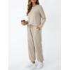 imageLILLUSORY Lounge Sets for Women Sweatsuits 2 Piece Outfit Two Piece Set Fall Matching Clothing Long Sleeve Tops Jogger PantsKhaki