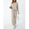 imageLILLUSORY Lounge Sets for Women Sweatsuits 2 Piece Outfit Two Piece Set Fall Matching Clothing Long Sleeve Tops Jogger PantsKhaki