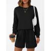 imageLILLUSORY Lounge Sets for Women Two Piece Sweat Short Set Pajama Matching Outfits with Pocket 2025 Fall Fashion ClothesBlack