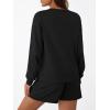 imageLILLUSORY Lounge Sets for Women Two Piece Sweat Short Set Pajama Matching Outfits with Pocket 2025 Fall Fashion ClothesBlack