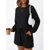 imageLILLUSORY Lounge Sets for Women Two Piece Sweat Short Set Pajama Matching Outfits with Pocket 2025 Fall Fashion ClothesBlack