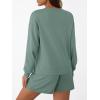 imageLILLUSORY Lounge Sets for Women Two Piece Sweat Short Set Pajama Matching Outfits with Pocket 2025 Fall Fashion ClothesGreen