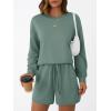 imageLILLUSORY Lounge Sets for Women Two Piece Sweat Short Set Pajama Matching Outfits with Pocket 2025 Fall Fashion ClothesGreen