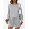 imageLILLUSORY Lounge Sets for Women Two Piece Sweat Short Set Pajama Matching Outfits with Pocket 2025 Fall Fashion ClothesGrey