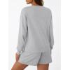 imageLILLUSORY Lounge Sets for Women Two Piece Sweat Short Set Pajama Matching Outfits with Pocket 2025 Fall Fashion ClothesGrey