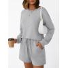imageLILLUSORY Lounge Sets for Women Two Piece Sweat Short Set Pajama Matching Outfits with Pocket 2025 Fall Fashion ClothesGrey