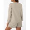imageLILLUSORY Lounge Sets for Women Two Piece Sweat Short Set Pajama Matching Outfits with Pocket 2025 Fall Fashion ClothesKhaki