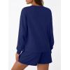 imageLILLUSORY Lounge Sets for Women Two Piece Sweat Short Set Pajama Matching Outfits with Pocket 2025 Fall Fashion ClothesNavy