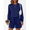 imageLILLUSORY Lounge Sets for Women Two Piece Sweat Short Set Pajama Matching Outfits with Pocket 2025 Fall Fashion ClothesNavy