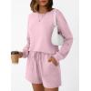 imageLILLUSORY Lounge Sets for Women Two Piece Sweat Short Set Pajama Matching Outfits with Pocket 2025 Fall Fashion ClothesPink