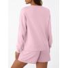 imageLILLUSORY Lounge Sets for Women Two Piece Sweat Short Set Pajama Matching Outfits with Pocket 2025 Fall Fashion ClothesPink