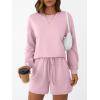 imageLILLUSORY Lounge Sets for Women Two Piece Sweat Short Set Pajama Matching Outfits with Pocket 2025 Fall Fashion ClothesPink