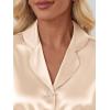 imageLILLUSORY Satin Silk Pajama Set for Women Fall 2 Piece Button Up Side Slit Matching Pjs Cute Long Sleeve Lounge Shirts PantsGold