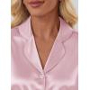 imageLILLUSORY Satin Silk Pajama Set for Women Fall 2 Piece Button Up Side Slit Matching Pjs Cute Long Sleeve Lounge Shirts PantsPink