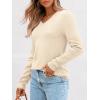 imageLILLUSORY V Neck Lightweight Sweaters for Women 2025 Fall Outfits Long Sleeve Knit Pullover Tops Trendy FashionApricot