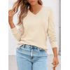 imageLILLUSORY V Neck Lightweight Sweaters for Women 2025 Fall Outfits Long Sleeve Knit Pullover Tops Trendy FashionApricot