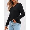 imageLILLUSORY V Neck Lightweight Sweaters for Women 2025 Fall Outfits Long Sleeve Knit Pullover Tops Trendy FashionBlack