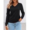 imageLILLUSORY V Neck Lightweight Sweaters for Women 2025 Fall Outfits Long Sleeve Knit Pullover Tops Trendy FashionBlack