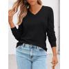 imageLILLUSORY V Neck Lightweight Sweaters for Women 2025 Fall Outfits Long Sleeve Knit Pullover Tops Trendy FashionBlack