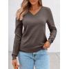imageLILLUSORY V Neck Lightweight Sweaters for Women 2025 Fall Outfits Long Sleeve Knit Pullover Tops Trendy FashionNutmeg