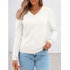 imageLILLUSORY V Neck Lightweight Sweaters for Women 2025 Fall Outfits Long Sleeve Knit Pullover Tops Trendy FashionWhite