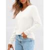imageLILLUSORY V Neck Lightweight Sweaters for Women 2025 Fall Outfits Long Sleeve Knit Pullover Tops Trendy FashionWhite