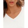 imageLILLUSORY V Neck Lightweight Sweaters for Women 2025 Fall Outfits Long Sleeve Knit Pullover Tops Trendy FashionWhite