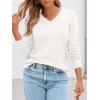 imageLILLUSORY V Neck Lightweight Sweaters for Women 2025 Fall Outfits Long Sleeve Knit Pullover Tops Trendy FashionWhite